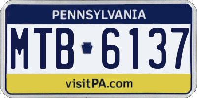 PA license plate MTB6137