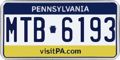 PA license plate MTB6193