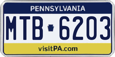 PA license plate MTB6203