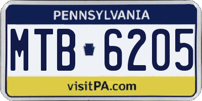 PA license plate MTB6205