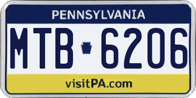 PA license plate MTB6206