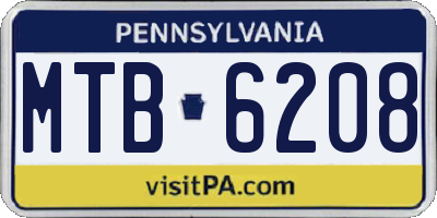 PA license plate MTB6208