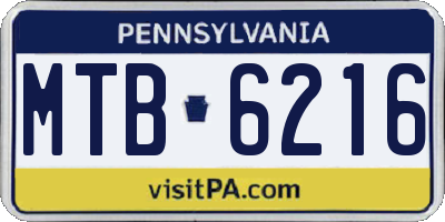 PA license plate MTB6216