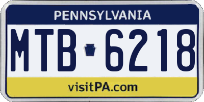 PA license plate MTB6218