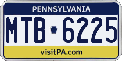 PA license plate MTB6225