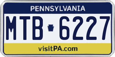 PA license plate MTB6227