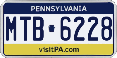 PA license plate MTB6228