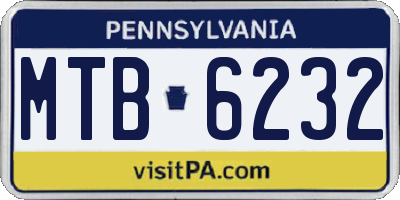 PA license plate MTB6232
