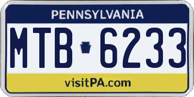 PA license plate MTB6233