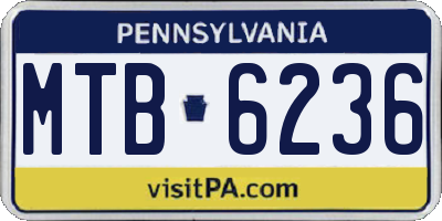 PA license plate MTB6236
