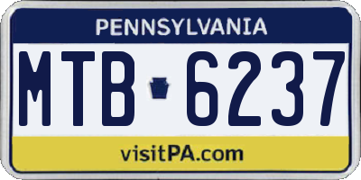 PA license plate MTB6237