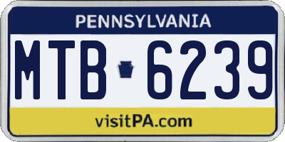 PA license plate MTB6239