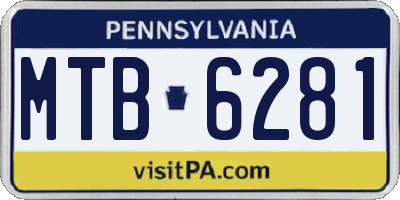 PA license plate MTB6281