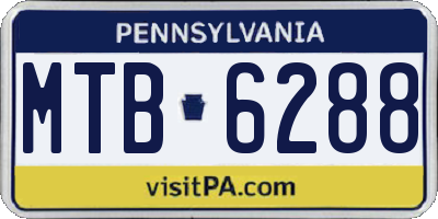 PA license plate MTB6288