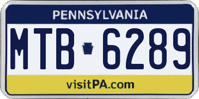 PA license plate MTB6289