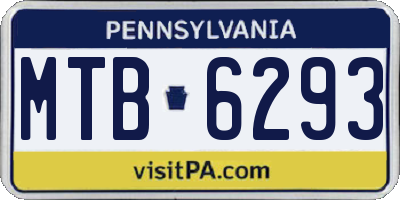 PA license plate MTB6293
