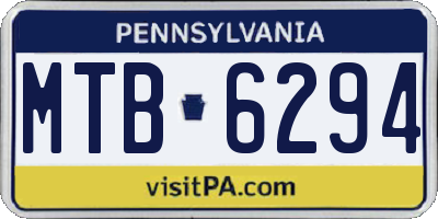 PA license plate MTB6294
