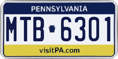PA license plate MTB6301