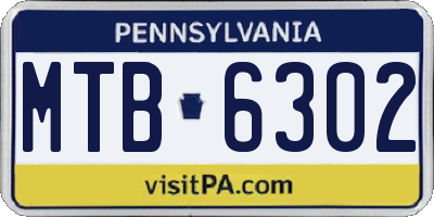 PA license plate MTB6302