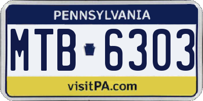PA license plate MTB6303