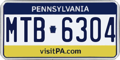 PA license plate MTB6304