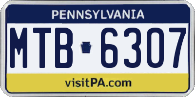 PA license plate MTB6307
