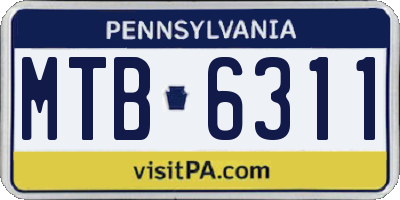 PA license plate MTB6311