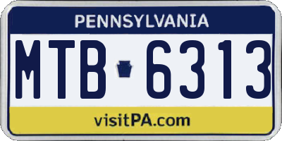PA license plate MTB6313