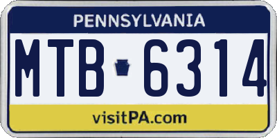 PA license plate MTB6314