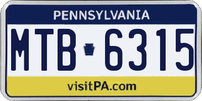 PA license plate MTB6315