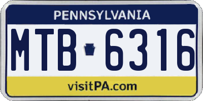 PA license plate MTB6316