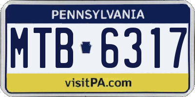 PA license plate MTB6317