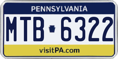 PA license plate MTB6322