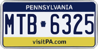 PA license plate MTB6325