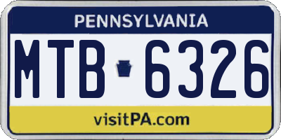 PA license plate MTB6326