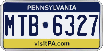 PA license plate MTB6327