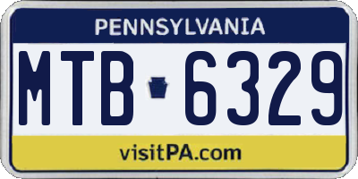 PA license plate MTB6329