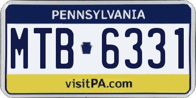 PA license plate MTB6331