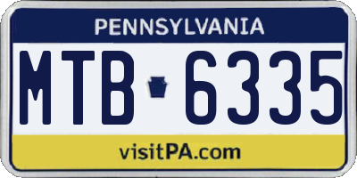 PA license plate MTB6335