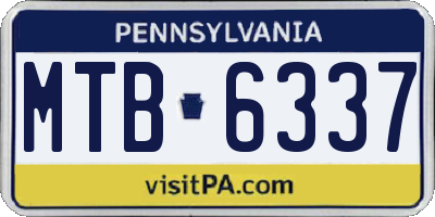 PA license plate MTB6337