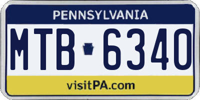 PA license plate MTB6340