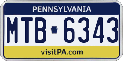 PA license plate MTB6343