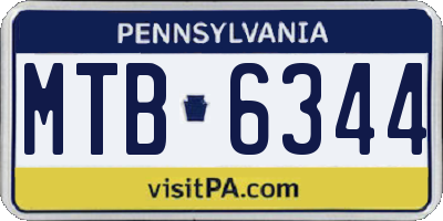 PA license plate MTB6344