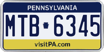 PA license plate MTB6345