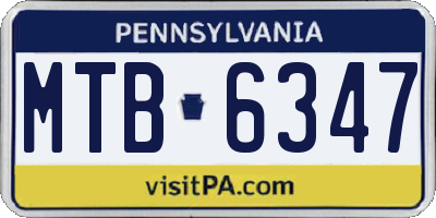 PA license plate MTB6347