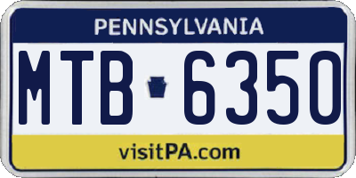 PA license plate MTB6350