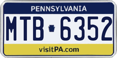 PA license plate MTB6352