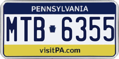 PA license plate MTB6355
