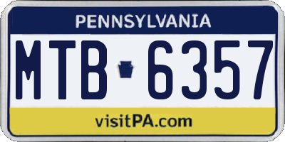 PA license plate MTB6357