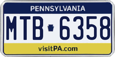 PA license plate MTB6358